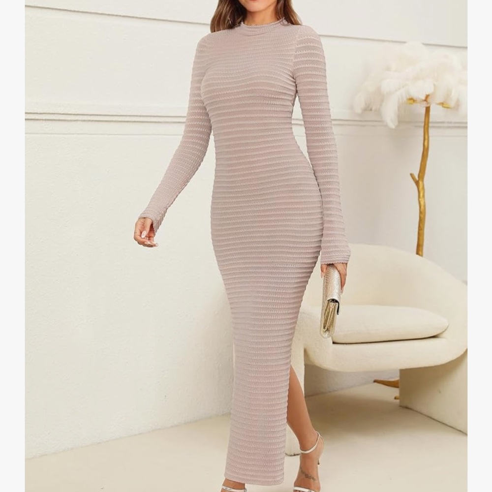 Chic Nation Long Sleeve Ribbed Dress -